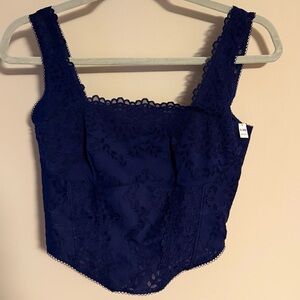 NWT Pink Victoria’s Secret Lace Navy Blue Tank Top